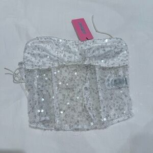 Edikted Silver Sequin Corset